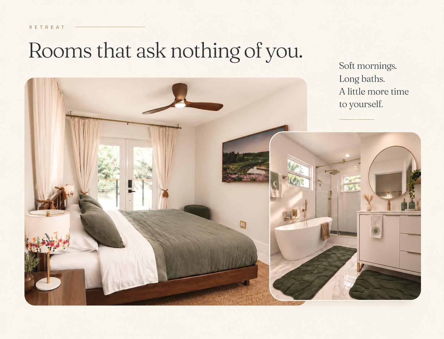 Retreat — a serene bedroom and adjoining bath at Casa Bohemia